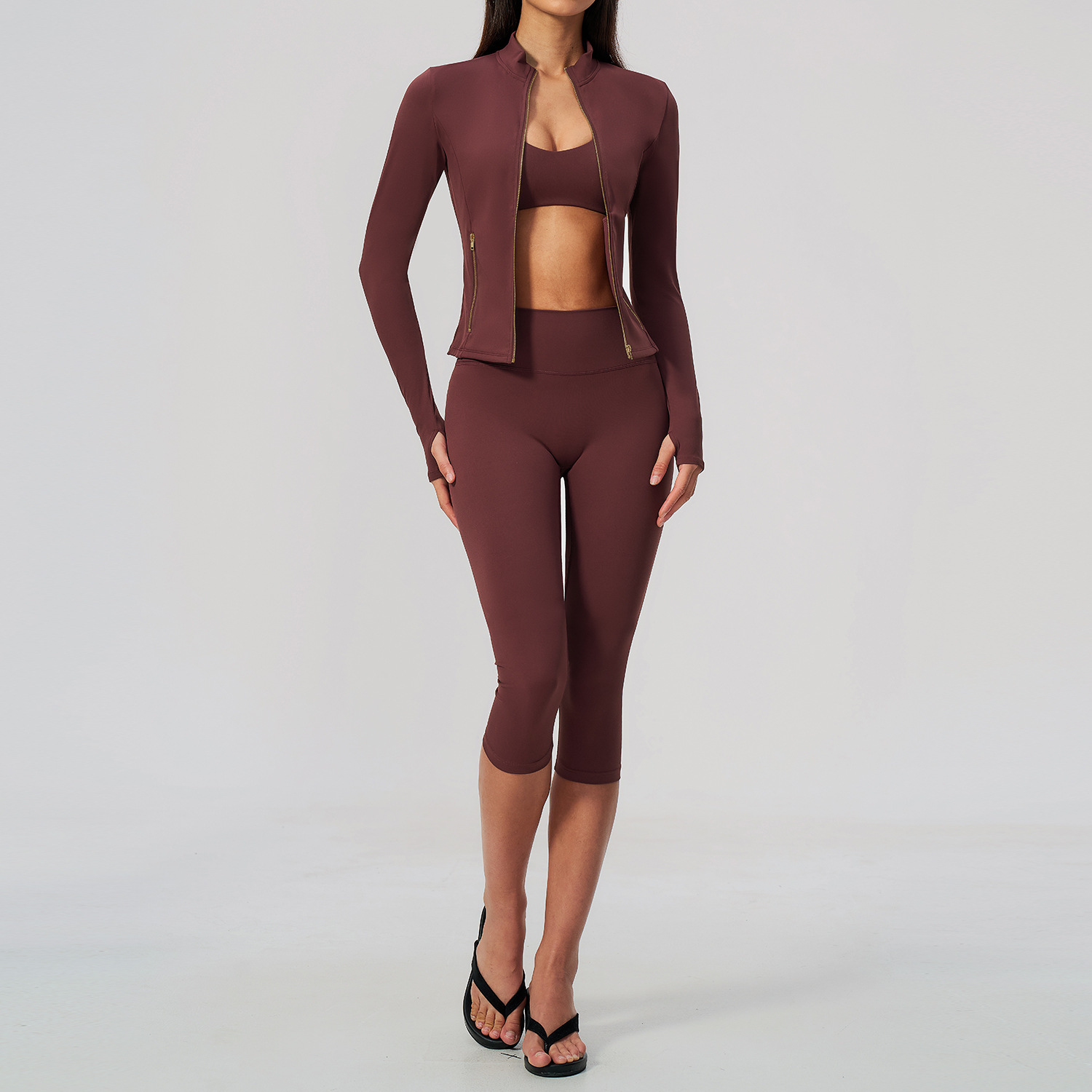 Women 2/3Pcs Yoga Set Zip Up T - đánh giá và giá Crossfit Equipment